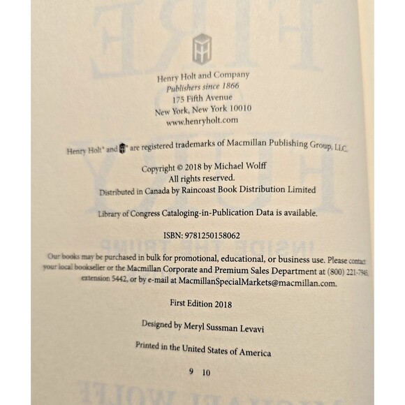 Fire and Fury by Michael Wolff (HB 2018); Pres. Trump; White House; Politics - Picture 2 of 9